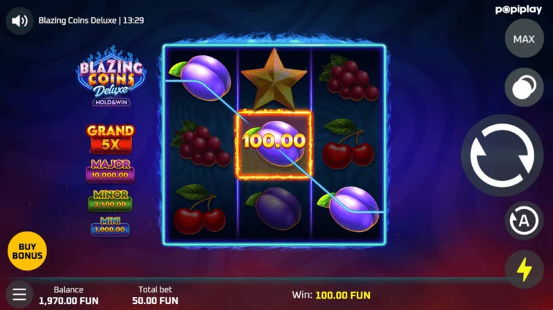 Blazing Coins Deluxe pobjeda u osnovnoj igri
