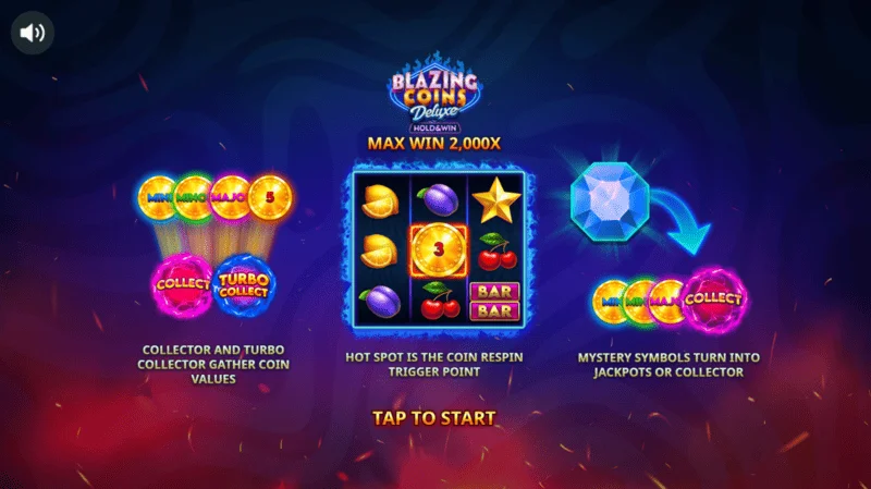 Blazing Coins Deluxe glavni izbornik